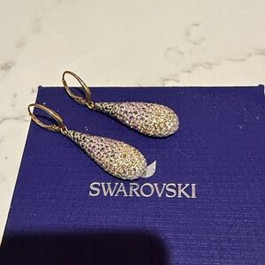 Swarovski Gold and Silver Crystal Drop Earrings